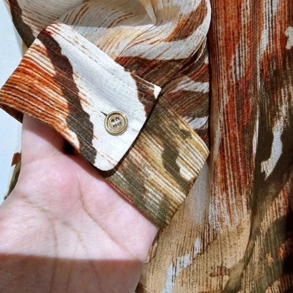 CHICOS 2 Neutral Zebra Chic Joceline Top Long Sleeve Sequin Collar - Picture 10 of 16